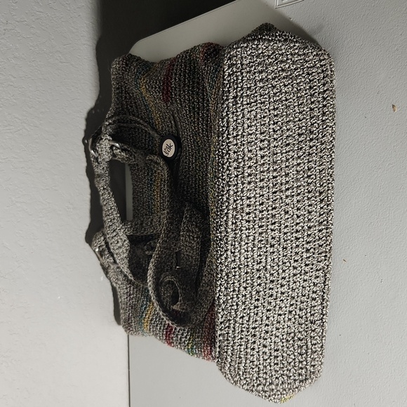 The Sak womens shoulder bag crochet neutral gray stripes - Picture 6 of 17
